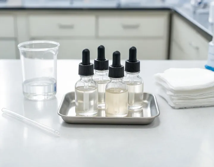 eye serum on a cosmetics bench, illustration only